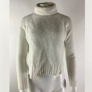 Madewell Sz S Eastbrook Crossback Sweater White Cotton Merino Wool Turtleneck